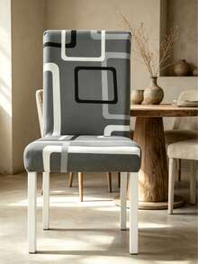 1/4 tấm bọc ghế in họa tiết hình học co giãn - Bọc ghế sợi polyester hiện đại - Dùng trong khách sạn - Bọc ghế gia đình - Xám - Xem 4