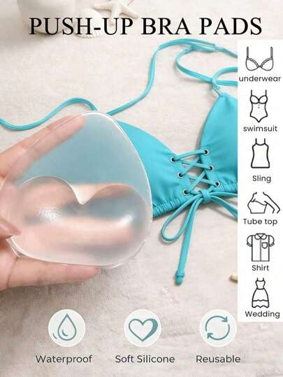 Bộ 2-4 miếng đệm ngực bikini, thích hợp cho đồ bơi và nội y, mềm mại và dày dặn, nâng ngực tự nhiên, có các lựa chọn màu trong suốt/màu da, miếng đệm ngực silicon hình tam giác, giúp tăng cường vòng một.