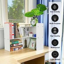 PAG - Organizador de computadora, estante ajustable para encimera, estante de mesa pequeño, organizador de libros, organización de oficina, para computadora, color - Blanco puro - Ver 6