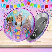 4枚 Roblox 女孩卡通胸针，游戏主题徽章别针，儿童生日派对小礼物，背包和服装装饰，日常配饰 - Roblo 女孩胸針2 - 查看 4