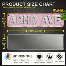 2D平面金属标牌，1个装，ADHD Ave标志牌 - 复古风格墙饰，4x16英寸，金属材质，无需用电，适合家居和办公室装饰，是圣诞节、万圣节、感恩节、新年等节日的理想礼物。 - A - 查看 6