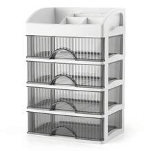 Caja de almacenaje para maquillaje de 5 capas, caja de almacenamiento de desechos, tocador estilo cajón, escritorio de oficina, cosméticos, armario de almacenamiento multicapa, 1 ud. - BLANCO - Ver 4