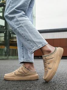 Giày thể thao nam thời trang cổ điển màu kaki, chất liệu da và lưới, buộc dây, mũi tròn, đế bằng, tối giản, đa năng, thoáng khí, thích hợp cho hoạt động ngoài trời. - Màu Khaki - Xem 7