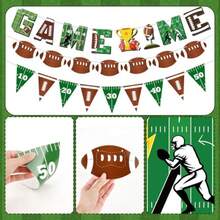 Time Banner Birthday Party Decorations 3Pcs Sports Paper Garland With Triangle Flags Banner For Boys Sports Birthday Party Day Tailgate Party Supplies - Game - View 6