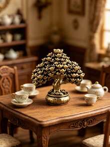 Mini Vintage Golden Money Tree, Solid Auspicious Golden Ingot Tree, Mini Golden Money Tree Decor, For Micro Landscape Photography Props, DIY Mini Home Decor, Excellent Gift For Hobbyists, Handmade Small Sculpture, Creative Collectible, Best Gift - A - View 3