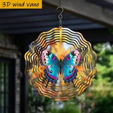 1个3D立体“蓝蝴蝶栖息黄叶”金属风铃装饰,尺寸10英寸*10英寸,带360°旋转挂钩,经久耐用,是理想的圣诞礼物(不含吊坠),款式随机。 - A - 查看 3