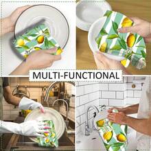 2/4/6pcs Lemon & Striped Pattern Printed Dish Towels, Super Absorbent Microfiber Modern Cleaning Cloths, Cooking & Baking Tea Towels, Dishcloths, Hand Towels, Soft & Highly Absorbent, Kitchen Decor, Gifts For Neighbors, Mothers, Birthdays, Housewarming For Friends, Kitchen Essentials, Daily Necessities - Multicolor - View 11
