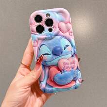 Disney Lilo & Stitch Phone Case, Official Stitch Character Design, Stitch Holding A "You Are Loved" Heart In Soft Plush Texture On A Pastel Pink And Blue Gradient Background Protective Cover. Compatible With IPhone 17, 16, 15, 14, 13, 12, 11 Pro Series, Featuring The Beloved Blue Alien In A Sweet, Affectionate Pose, Perfect For Stitch Fans And Disney Lovers To Show Their Love For The Character, Ideal For Birthdays, Holidays, Anniversaries, Graduation Gifts, Or Any Special Occasion To Surprise Family, Friends, Classmates, And Loved Ones. - 白色 - 查看 3