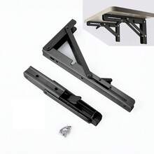 2 pezzi Staffe pieghevoli in acciaio inossidabile resistenti, nere - Supporti a parete per mensole galleggianti, tavoli, sedie e panche fai-da-te - Staffe in metallo salvaspazio, design minimalista, mensole non incluse - Modello pieghevole nero - Visualizzare 1