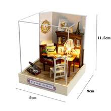 Zuuton Kit de casa de muñecas en miniatura DIY con muebles y luces LED Rompecabezas de madera 3D Casa de bruja de Halloween Kits de construcción de modelos para adultos - QT-031 con tapa - Ver 28