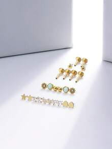 Khuyên tai không ren, mặt phẳng, cỡ 0G 18G 16G, chất liệu thép không gỉ, đính đá CZ trong suốt, kiểu bấm lỗ, thích hợp cho xỏ khuyên tai ở vành tai, xoắn tai, sụn tai, trang sức xỏ khuyên cho nữ. - Bạc - Xem 6