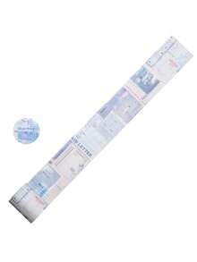1 Roll 2m INS Style Writable Paper Washi Tape, Die-Cut Design, Customizable, Creative Aesthetic Sticker, DIY Decoration Collage Craft Material, Holiday Gift, Personalized Scrapbook School Supplies - 2. Blue-printed Objects - View 14