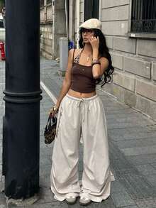 Women's Color-Blocked Parachute Pants For Spring And Summer Outings And Concerts - Apricot - View 10