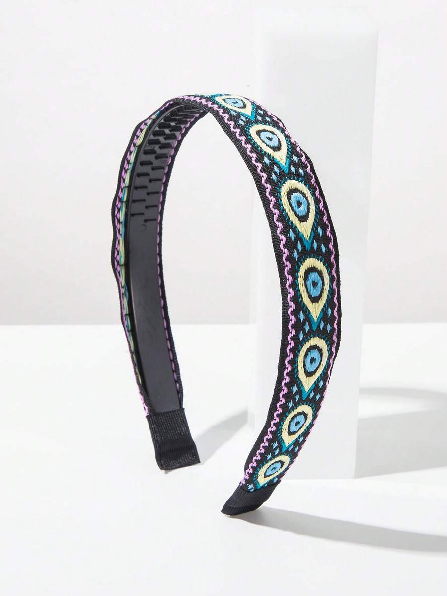 1pc European And American Fashion Personalized Devil Eye Hair Hoop With Teeth, Korean Hair Accessory, Exquisite Decoration Suitable For Women To Wear To Parties And Daily,Travel,Birthday - FG957 Yellow and Blue - View 1