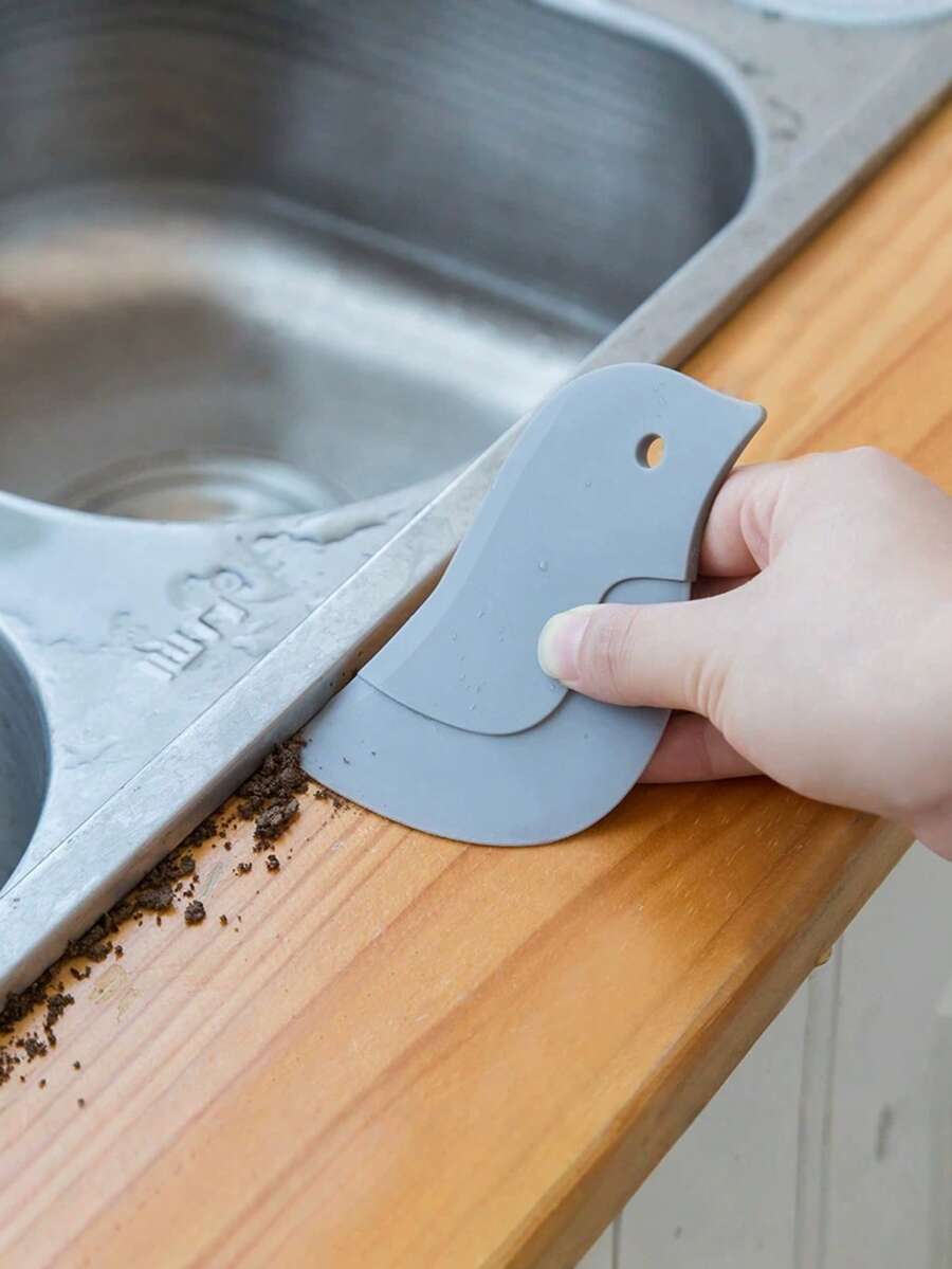 Penguin Silicone Cleaning Scraper, Flexible Non-Scratch Kitchen Sink & Countertop Scraper For Grease, Food Residue, Baking Dough - Grey - View 1
