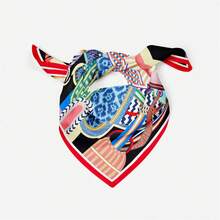Bufanda cuadrada de marca de sillín para mujer, pañuelo de seda nuevo, diadema de lujo, Hijab, Foulard, 53cm - OP69-1 - Ver 3