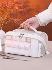 New Transparent Mesh Cosmetic Bag, Large Capacity Pillow Bag, Multifunctional Toiletry Organizer Pouch - Multicolor - View 9