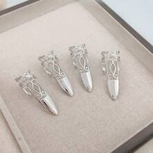 2pcs Chinese Style Adjustable Finger Armor Rings, Vintage Decorative Nail Rings - Multicolor - View 7