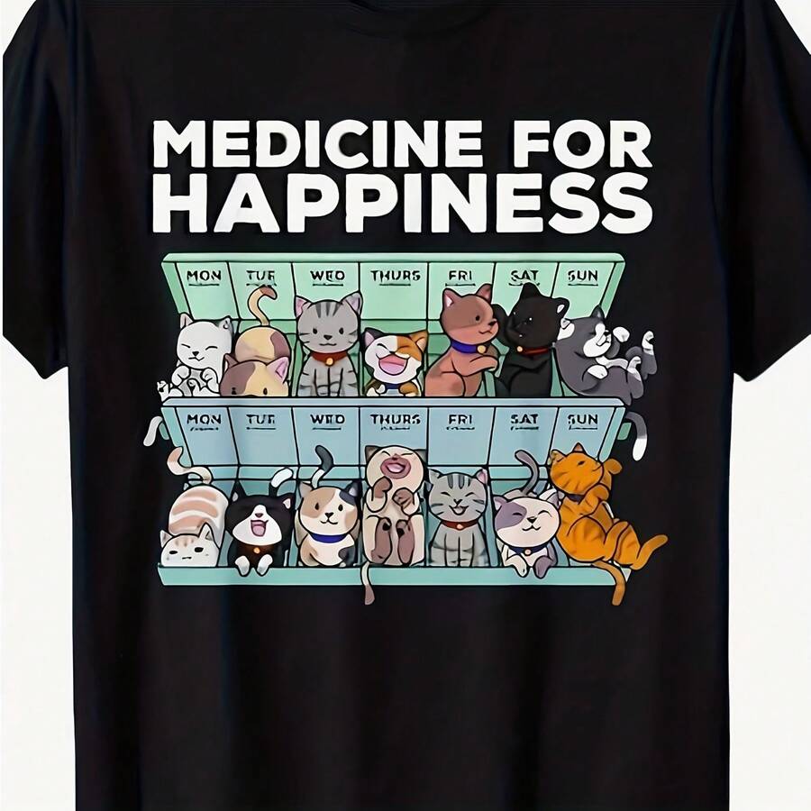 My Medicine Happiness Called Cats Every Day Kitten-ShirtSuitable Both And Wo - 款式 - 查看 1