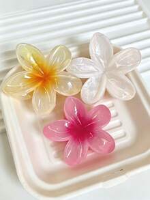 3 pezzi/1 pezzo Fermagli per capelli da donna grandi da 8 cm/3,15 pollici con design a fiore sfumato, rosa sfumato, giallo sfumato e bianco perlato, eleganti, semplici, versatili, adatti per uso quotidiano, feste, abbigliamento da lavoro, viaggi, ritorno a scuola, accessori per capelli per studenti, vacanze estive, fermagli per capelli da spiaggia - Multicolore - Visualizzare 1