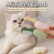 Professional Pet Eye Comb | Stainless Steel Cat & Dog Tear Stain Cleaning Brush | Grooming Tool | Portable Eye Gunk Removal Comb - Multicolor - View 5