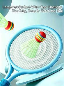 1 Set Kids Badminton & Tennis Racket, Lightweight Anti-Slip EVA Handle, High Elastic Net Soft Edge Design, With Ball & Shuttlecock, Boys Girls Indoor Outdoor Backyard Beach, Multi-Color Interactive Toy Birthday Gift - Multicolor - View 9