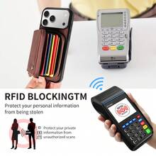 Wallet Zipper Card Holder Phone Case, RFID Blocking & Shockproof Protective Leather Cover With Stand Function, Compatible With IPhone 17Pro Max, 17Pro, 17Air, 17, 15, 16 ProMax, 14 Pro, 13, 12, 11, - Brown - View 8