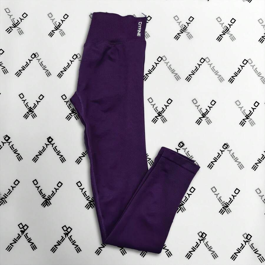 DYFINE Comfortable High Waisted Yoga Leggings For Women - Way Stretch Moisture Wicking Workout Pants, Ideal For Yoga Pilates Fitness - 葡萄紫 - 查看 1