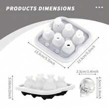 Khay làm đá hình đầu lâu 3D có nắp đậy, tạo được 6 viên đá hình đầu lâu, kèm phễu nhỏ, thích hợp cho cocktail whisky, đồ uống Halloween, kem, màu đen. - Nhiều màu - Xem 3