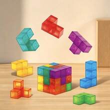 Bộ 7 khối xếp hình nam châm 3D cho trẻ em, đồ chơi nam châm giúp phát triển trí thông minh. - Nhiều màu - Xem 11