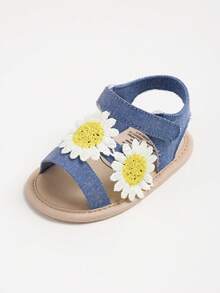 Cute Open Toe Sandals Suitable For Girls & Toddlers, Breathable Lightweight Non-Slip For Indoor & Outdoor Wear, Spring/Summer - Blue - View 3