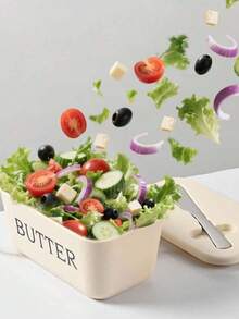1pc Plastic Butter Dish With Butter Knife And Lid, Butter Storage Container For Kitchen Baking And Gifting, Sealed Butter Holder To Cover Countertop Or Refrigerator, Dishwasher,Gifts For Friends, Gifts For Girlfriends, Gifts For Family Members - Multicolor - View 7