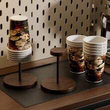 2pcs Convenient Disposable Cup Holder, Made Of ABS Plastic, Wood Grain Design, Very Suitable For Home, Workplace, Bathroom, And Cafes, A Disposable Cup Organizer, Suitable For Home And Party Use - Black - View 4