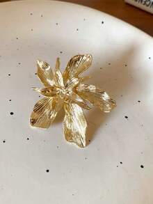1 pieza Anillo abierto con forma de flor de 5 pétalos, minimalista y versátil, elegante y de moda, adecuado para que las mujeres lo usen en cualquier lugar - Dorado - Ver 6