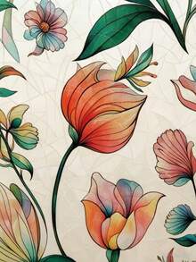 1 Roll Of Vibrant Botanical Pattern Glass Decal, Removable Decorative Privacy Window Film - Green Crescent - View 10