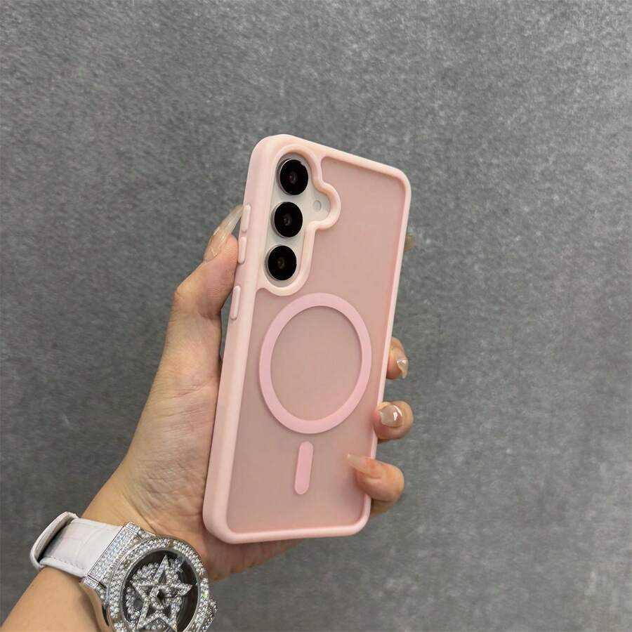 Ốp lưng điện thoại từ tính trong suốt bảo vệ toàn diện 360°, tương thích với Samsung S25 FE A17 A07 hỗ trợ sạc không dây, cũng phù hợp với A56 A36 A26 A16 S25 Ultra, quà tặng Giáng sinh. - Hồng - Xem 1