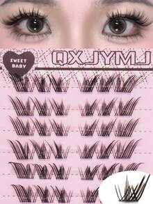 10 Rows/60 Clusters False Eyelashes, C-Curl Curly, Elongated Outer Corner, Perfect For Nude Or Natural Makeup, Natural And Realistic. Reusable, Suitable For Travel, Daily Wear (Suitable For Beginners), Wedding, Date, Party, Holiday Occasions. Segmented Lashes, Individual Lashes, Lash Clusters, False Eyelashes - C - View 6
