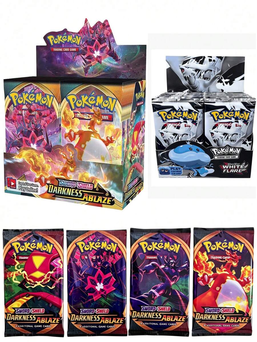 pokemon 360/100/20/10张宝可梦Vmax GX Vstar集换式卡牌，创意有趣的动漫游戏卡牌 - 彩色 - 查看 1