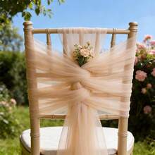 16pcs/Set Pita Hiasan Kursi Pernikahan Romantis, Pita Chiffon Panjang 20*275cm/7.8*108in untuk Lorong Pernikahan, Upacara, Resepsi, Gereja, Pesta, Dekorasi Luar Ruangan - Sampanye - View 5