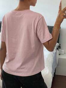 Summer Off-Shoulder T-Shirt - 粉色 - 查看 5