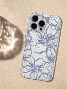 Blue Line Art Hibiscus Flower Print Clear Case Compatible With IPhone 13/15/16/17pro/17/14/17/15pro/15 Plus/15 Promax/7plus/8plus/X/Xs Max/Xr/11pro/12pro/13pro/14pro/12mini/13mini/11promax/12promax/13promax/14promax/14plus/17pro Max/17Air/6/6s Plus/7/8/16Pro/16plus/16promax/Se2/17promax&Compatible With Samsung Galaxy/A54/A14/A12/A13/A15/A32/A33/A24/A52S/S20/S21/S22/S23/S24/S23Plus/S24ultra/S25/A15/A33/A23/A07/A17/S26/A56/A57 - Multicolor - View 5