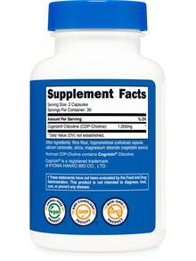 Nutricost Cognizin Citicoline (CDP-Choline) 1000mg, 60 Capsules - Vegan, GMO-Free, 30 Servings - 60抽 - 查看 5