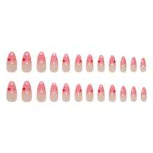 24 miếng dán móng tay hình trái tim chấm bi đỏ hồng gradient dáng hạnh nhân (kích thước vừa và dài) + 1 gel dán móng + 1 dụng cụ mài móng - Nhiều màu - Xem 6