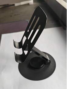 1 pieza Soporte de metal para teléfono giratorio 360°, ajustable a varios ángulos, adecuado para teléfonos inteligentes y tabletas, antideslizante, de color gris bicolor, accesorio de escritorio, soporte ajustable para teléfono | Soporte de metal de moda | Superficie de metal, soporte para teléfono (color y estilo aleatorios) - Soporte para teléfono totalmente metálico - Ver 19