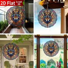 1pc 2D Flat Creative Wolf Shaped Windmill, Suitable For Yard And Garden Outdoor Metal Hanging Solar System Decor Garden Art Sculpture Spinner (Pendant Not Included), Random Style - A - View 8