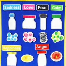 hoojojo 20er Monster Farbenserie Filz-Geschichten-Set, Emotionen-Thema Erzähl-Requisiten Rollenspiel interaktives Zuordnungsspiel, Emotionslernspiel Lehrmittel, Klassenzimmer-Lernmaterialien, Familienaktivität Partyspiel, Schulanfang Halloween Geschenk - Verschiedenfarbig - Übersicht 6