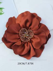 2026 Trâm cài áo hình hoa cuộn 3D tinh tế bằng vải satin thủ công, kích thước 20cm, phụ kiện thời trang đa năng cho quần áo và váy. - hoa hồng - Xem 2