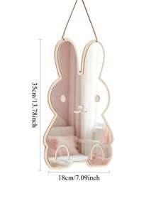 1 pieza Espejo decorativo con marco de madera con diseño de conejo lindo, adecuado para decoración de pared de habitación de niña, decoración de guardería de bebé - Multicolor - Ver 3