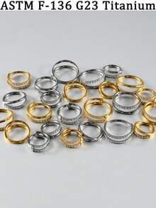 1 pieza Pendiente de aro de septum, aro de cartílago, concha, hélice, labio o nariz de titanio sólido chapado en oro de 18k con pavé de circonita cúbica de diferentes tamaños y estilos, unisex para uso diario - oro titanio - Ver 10