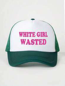 1pc Men's Printed "WHITE GIRL" Sponge Mesh Baseball Cap, Adjustable Outdoor Sports Trucker Hat, Suitable For Spring/Autumn Travel, Beach, Party - Letter - View 5